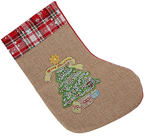 KIMISS Exquisit Gestaltete Weihnachtsstrümpfe aus Leinen- und Flanellmaterial, Farbenfrohe Feiertagsdekorationsornamente, Als Anhängerspielzeug, Ideal für die Festliche Dekoration zu