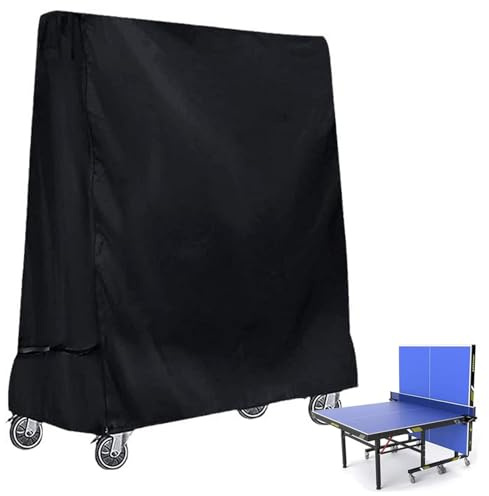 Yuragim Bordtennisplatta skydd (165 x 71 x 185 cm), 420D Oxford bordtennis skyddande fodral slitstarkt vattentätt vindtätt UV-beständigt svart ping pong bordsskydd för utomhus och inomhus