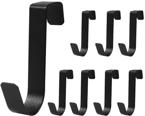 SGERUFZ 8er Set Türhaken Zum Einhängen, Edelstahl Kleiderhaken, Garderobenhaken, Kleider-Haken Für Die Türaußenseite, Platzsparend, Türgarderobe Zum Einhängen（Schwarz）