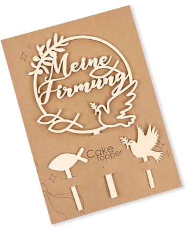 Tortendeko Firmung Holz, Cake Topper Meine Firmung, Taube Fisch Kuchen Deko Torten Topper, Tortendeko Taufe Mädchen Junge Konfirmationsdeko Torte Deko