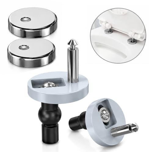Quick Release Toilet Seat Fixings, Top Universal Toilet Seat Hinge Fittings for WC Toilet Blind Holes 2 Pack
