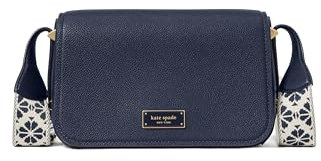 Kate Spade New York Dam Liv Pebbled Leather Small Flap Crossbody with Webbed Rem flikrem, marinblå parisisk, Parisiska flottan