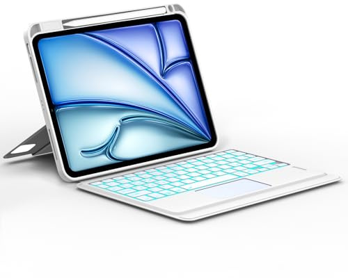 FOGARI Teclado con Touchpad para iPad Air 11 M4/M3/M2 2026/2025/2024 | Funda con Español Ñ Teclado Magnético Bluetooth con Trackpad para iPad Air 11 M2/M3/M4 2024/2025/2026, Blanco