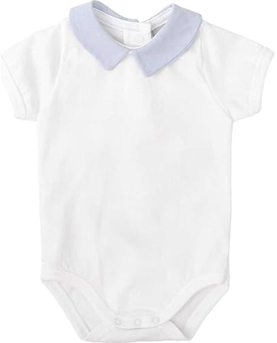 BABIDU Body Bebé Cuello Bebé Redondo Liso Azul Claro, Manga Corta, Algodón 100% Suave e Hipoalergénico, Cierre con Corchetes en Entrepierna, Ropa Primera Puesta Recién Nacido Unisex