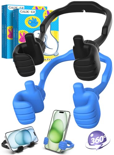 Stocking Fillers for Teenage Boys Girls Adults Thumbs Up Lazy Phone Stand | Funny Xmas Gifts for Men Women Kids Christmas Presents for Mum Dad 2Pack Black&Blue Mobile Phone Holder for Desk