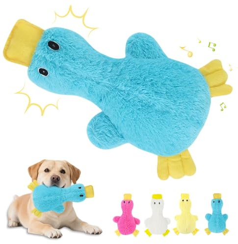 Anti Stress Ente für Hund,2025 Neu Ente Hundespielzeug Anti Stress Spielzeug Quietschspielzeug Hund Kuscheltier Interaktives Hundespielzeug Unzerstörbar für Kleine, Mittlere, Große Hunde (Blau)