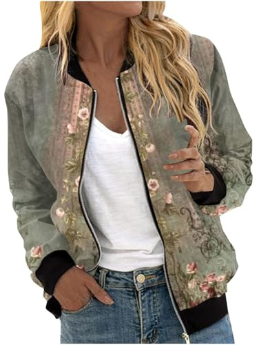 Generisch Bomberjacke Damen Sweatjacke Damen Funktionsjacke Übergangsjacke Outdoorjacke Kuscheljacke Reißverschluss Freizeitjacke Teenager Mädchen College Jacke Laufjacke Bequeme Leichte Atmungsaktiv