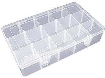 Caja organizadora transparente de 15/28/36 rejillas con compartimentos divisores ajustables, contenedor de almacenamiento transparente para cuentas, organizador de joyas, caja de almacenamiento de