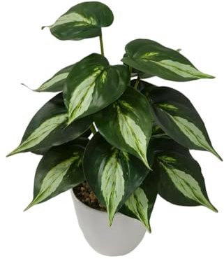 Kiko Artificial Plant-POTHOS -18 PCS in White Melamine Pot Fake Table Plant Greenery Potted Plants for Office, Living Room, Dinner Room, Shopping mall,Artificial Plant for Indoors