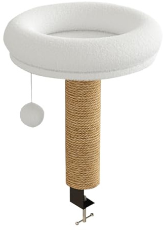 Cat Desk Bed, 360° Rotating Cat Hammock Beds, Warm Scratch-Resistant Anti-Tip Comfortable Soft Plush Hammock Nest Cushion for Outdoor Home Bedside Windowsill Bedroom
