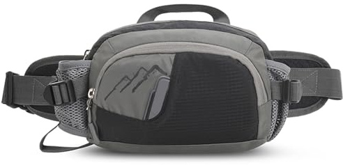 Fafeims Fanny Pack för Män Kvinnor med Vattenflaskhållare, Midjepaket för Löpning, Vandring, Promenader, Resor, Cykling (Svart)