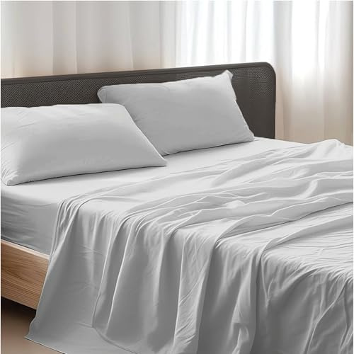 Giovanni Dolcinotti | Set Lenzuola Letto Matrimoniale 4 pz, Microfibra, Grigio, Modello Detroit - Lenzuolo con Angoli, Lenzuolo sopra e 2 Federe 50x80 cm