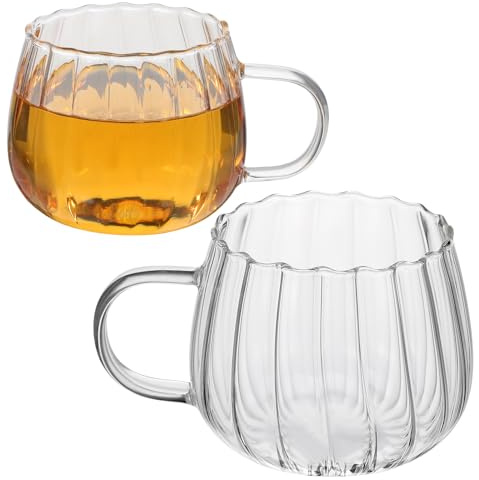 BESPORTBLE Bicchieri in Vetro Trasparente Da 450 Ml, Tazze Multifunzione Per Caffè e Latte, Set Da 2 Pezzi Per Colazione e Uso Domestico