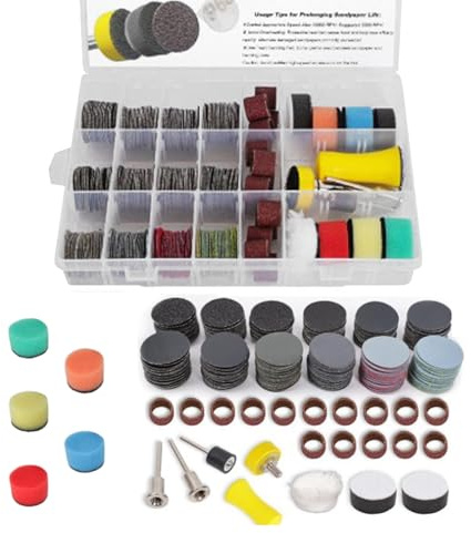 268Pcs 25mm Wet and Dry Sanding Discs and Drums for Dre-mel Sanding Bits, 60-10000 Grit Sandpaper Compatible with Dre-mel Rotary Tool, Drill Sandings Attachments Polishing Kit for Resin Wood Metal