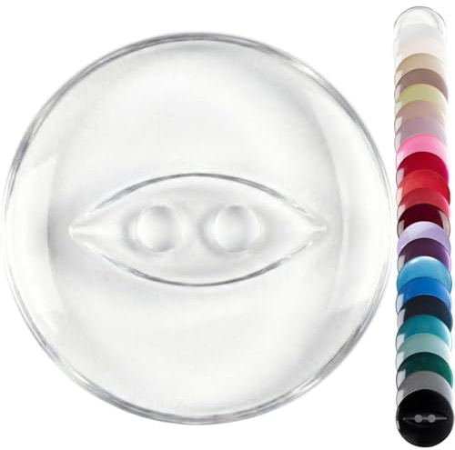 Transparent Knitwear Cardigan Buttons, 16mm Fish Eye, Pack of 10 Matching | Two-hole BPA-free resin plastic, 26L, for adult jumpers, shirts, dresses & repairs, smooth edges, washable