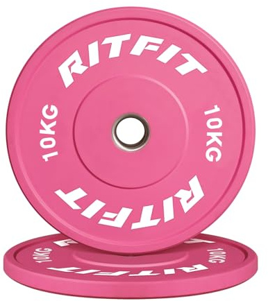 RitFit Hantelscheiben, Olympische Bumper Plates 5-20kg | Ø50mm Bohrung, Vollgummi, für Krafttraining, Hantel Gewichte für Langhantel