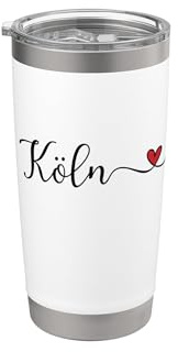 Köln Herz handgeschriebene Typografie Doppelwandiger Edelstahl-Thermobecher