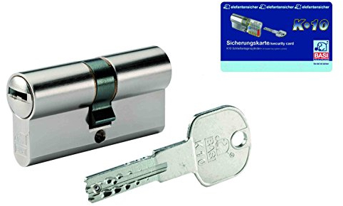 BASI Schließsysteme K10 Doppelzylinder 35/70 mm inklusive 3 Schlüssel und Sicherungskarte, 4902-3570m