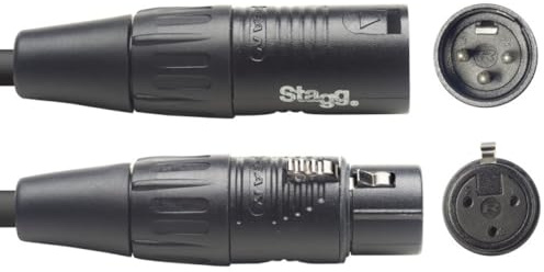 Stagg 21344 5 m 1x 3-pin Male XLR/1x 3-pin Female XLR Professional DMX Cable - Black
