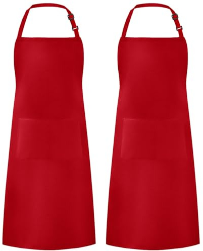 Syntus – Tablier pour homme et femme, réglable, tabliers de cuisine pour chef avec 2 poches, coton/polycoton/polyester, 33.07*27.17in