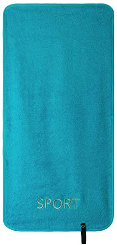 Brandsseller Asciugamano sportivo fitness con logo sportivo ricamato, 100% cotone spugna, 40 x 80 cm, turchese