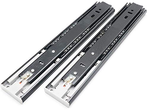 GDHY 1 Paar Schubladenschiene Push to Open Teleskopauszug Soft Close 350mm Schubladenführungen Vollauszüge Metall Gleitschienen Für Küchenschränke, Schwarz