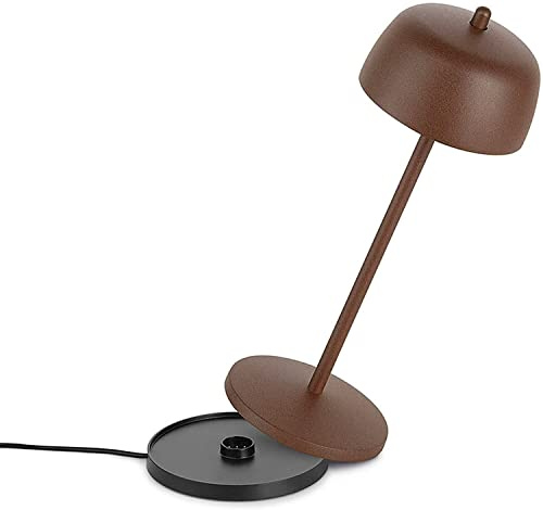 LA VILLE LUMIÈRE THETA Designed by Zafferano Lampada LED da Tavolo Senza Fili NOVITÀ 2022, Touch Portatile Ricaricabile da Esterno/Interno, Dimmerabile Protezione IP65, 9h, H 30cm(Corten Opaco)