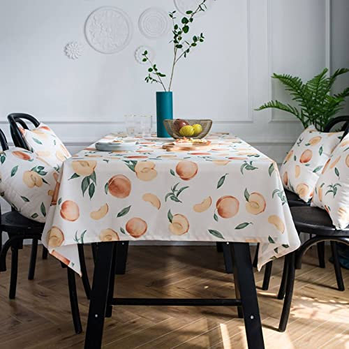 EHOMERY Tischdecken Antirutschunterlage Tischtücher Wasserabweisend Pfirsiche Früchte Tischdeckenbeschwerer Table Cloth Weights Gelb Tischschutz Dekoration 135X135Cm