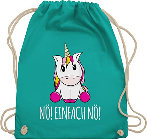 Turnbeutel Rucksack - Einhörner - Taschen - Nö Einfach Nö Einhorn - Unisize - Türkis - kinder einhörnern no beutel unicorns nö! stoffbeutel motiv unicorn juterucksäcke mit freche sprüche