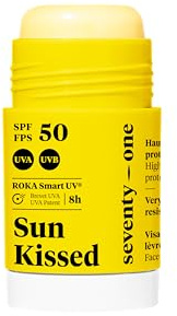 SeventyOne Percent | Sun Kissed: Sun Stick SPF 50 | Stick Solaire Visage & Zones sensible | Vegan | Technologie Roka Smart UV 8h | Très resistant à l’eau | 80% Naturel - Made in France | 15 gr