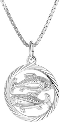 trendor Fische Sternzeichen Halskette Silber 925 modischer Tierkreiszeichen Anhänger für Damen, Halsschmuck aus Sterlingsilber 15360-03-45 45 cm
