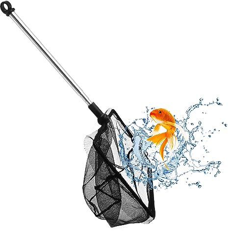 INNAL Retino Rete da Pesca 26-45cm Retino Acquario Guadino Pesca Telescopico Retino Pesci Acquario per Acquario,Piccolo Stagno(Nero)