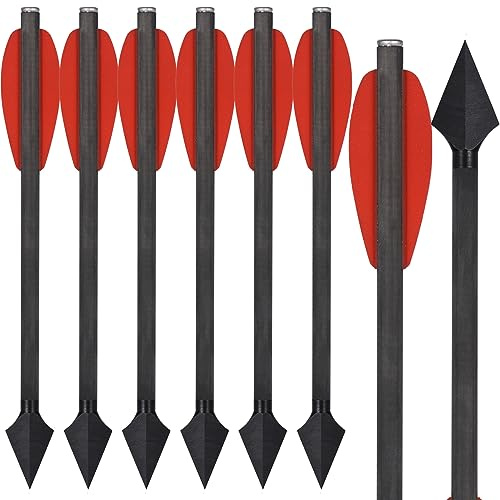 WANVZMR 6,3 Carbon Pistole Armbrust Bolzen Pfeile mit Jagdspitzen Jagdpfeile,Mini Armbrustbolzen Armbrustpfeile für 50-110lbs Pistolenarmbrust Präzisionsziel Jagd Bogenschießen