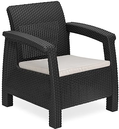 About Home Sofa chair - with cushions one seat Rattan wicker look, water resistant for Garden, patio conservatory & living rooms