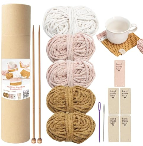 Untersetzer, Häkelset, Untersetzer, Anfänger, Häkelset, Strickset für Anfänger, komplettes Untersetzer, Strick- und Häkelset in hellen Farben, perfektes Strickset
