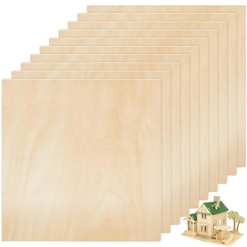 Nizirioo Lot de 10 planches en bois pour travaux manuels, 300 x 300 x 2 mm, plaques de radeau et contreplaqué pour projets laser et modèles