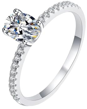 Homxi Ringe 925 Silber Damen,Ringe Verlobungsringe Fein mit Ovale Zirkonia 5x7MM Verlobungsringe Damen Silber Gr 49(15.1)