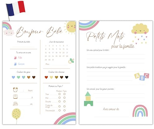 Milijou | 20 Carta prognosi Baby Shower Decorazione | Neutro Misto Ragazza o Ragazzo | Gioco di prognosi per Genitore Reveal, Festa prenatale, Regalo
