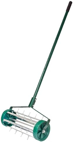 rollender Rasenlüfter mit Stiel, Handvertikutierer mit Nägeln für die Rasenpflege, Manueller Aerifizierer Macht Rasenbelüften einfach, Vertikutierer Rasenwalze Garten Hof Rasen