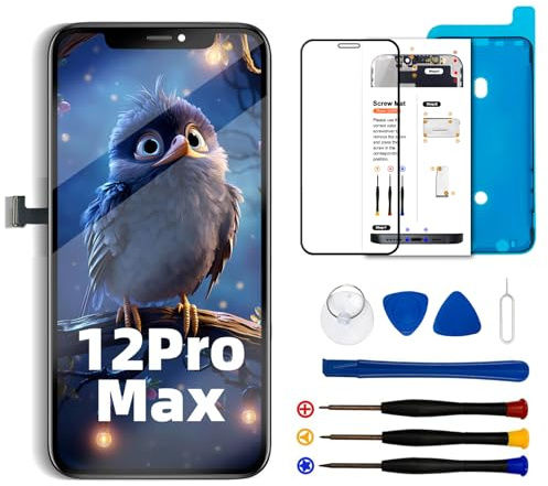 Dinow Display für iPhone 12 Pro Max COF, 6.7 für iPhone 12 Pro Max Bildschirm Full HD LCD Display Reparaturset 3D Touch Screen Digitizer Montage, mit Modell A2342, A2410, A2412, A2411