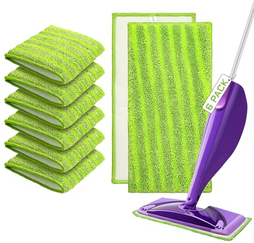 Omtofo 6 Stück Mop Microfaser Reinigung Pads, Wiederverwendbar Mop Pads für Swiffer WetJet, Swiffer Bodenwischer WetJet Nachfüller Set Wischmopp-Reinigungskissen für Hartholz, Laminat, Fliesen