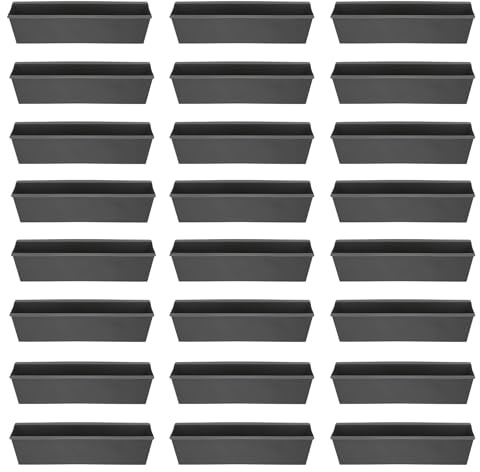 Cepewa Fioriera per Pallet Europei, Set da 24 Vasi in Plastica, Larghezza 38 cm, Colore Nero, Resistente alle Intemperie