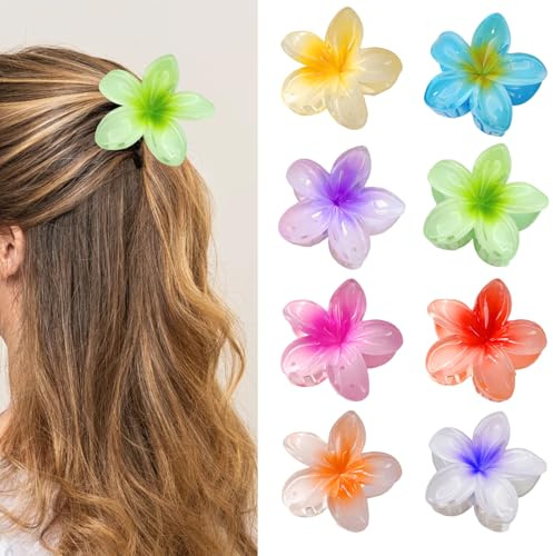 SJUNJIE 8 Stück 8x8cm Blumen Haarklammer Anti-Rutsch Haarklammern | 8 Farben Blumenhaarklammer Bunt Anmut Egg Flower Hair Claw Clips Anwendbar Auf Haarstyling-Accessoires für Damen