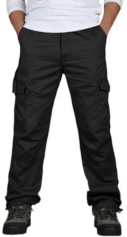 SRZYMJ Hosen Herren Kurz Cargo Cargo Jogginghose Herren Freizeithose outdoore Hose Trainingshose offener Beinabschluss Sporthose mit reißverschluss Softshellhose Radhose Winter Trekkinghose Schwarz