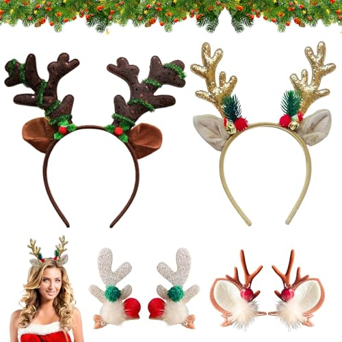 Giugio LED Leuchten Haarreifen,Weihnachtsbaum Stirnband, Weihnachtsstirnband Leuchtend,Leuchtender Weihnachts-Kopfschmuck, Weihnachts Haarschmuck für Kinder Erwachsene, Weihnachtsfeiern Accessoires
