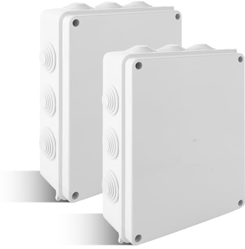 JMIATRY Lot de 2 Boite Etanche Electrique Exterieur 255 x 200 x 80 mm mm, Boite Étanche Extérieur, Boite Electrique Etanche Exterieur, Boite Derivation Etanche pour Connexion Entre Câbles Electriques