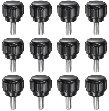 QUARKZMAN 12 Stück Rändelschraube mit Gewinde M4 x 10mm x 14mm Rundkopfschraube Edelstahl 304 Rundgriffbolzen Klemmknöpfe 14mm Handknöpfe Daumenschrauben Spannschraube für Industrie Maschine
