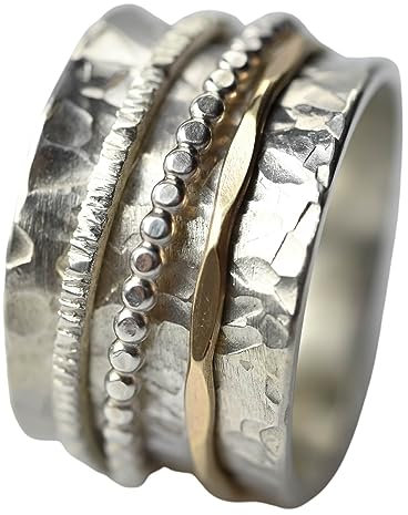 Tiljon Breiter Drehring Bicolor Shirel mit drei äußeren Ringen Größe 66 (21,0)
