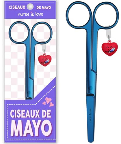 Mayo Ciseaux infirmiere, ciseaux infirmier bout rond | infirmiere accessoires avec motifs uniques à pansement compressif | lames aiguisées inox | idéal trousse de secours