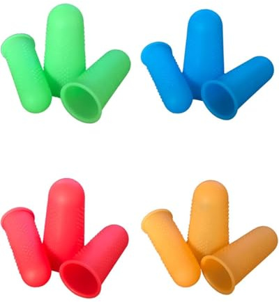 LOZTBUE 12x Protezioni per le dita, Protezioni per le dita con colla a caldo, Protezioni per le dita in silicone, Protezioni per le dita con copertura antitaglio Resina di colofonia